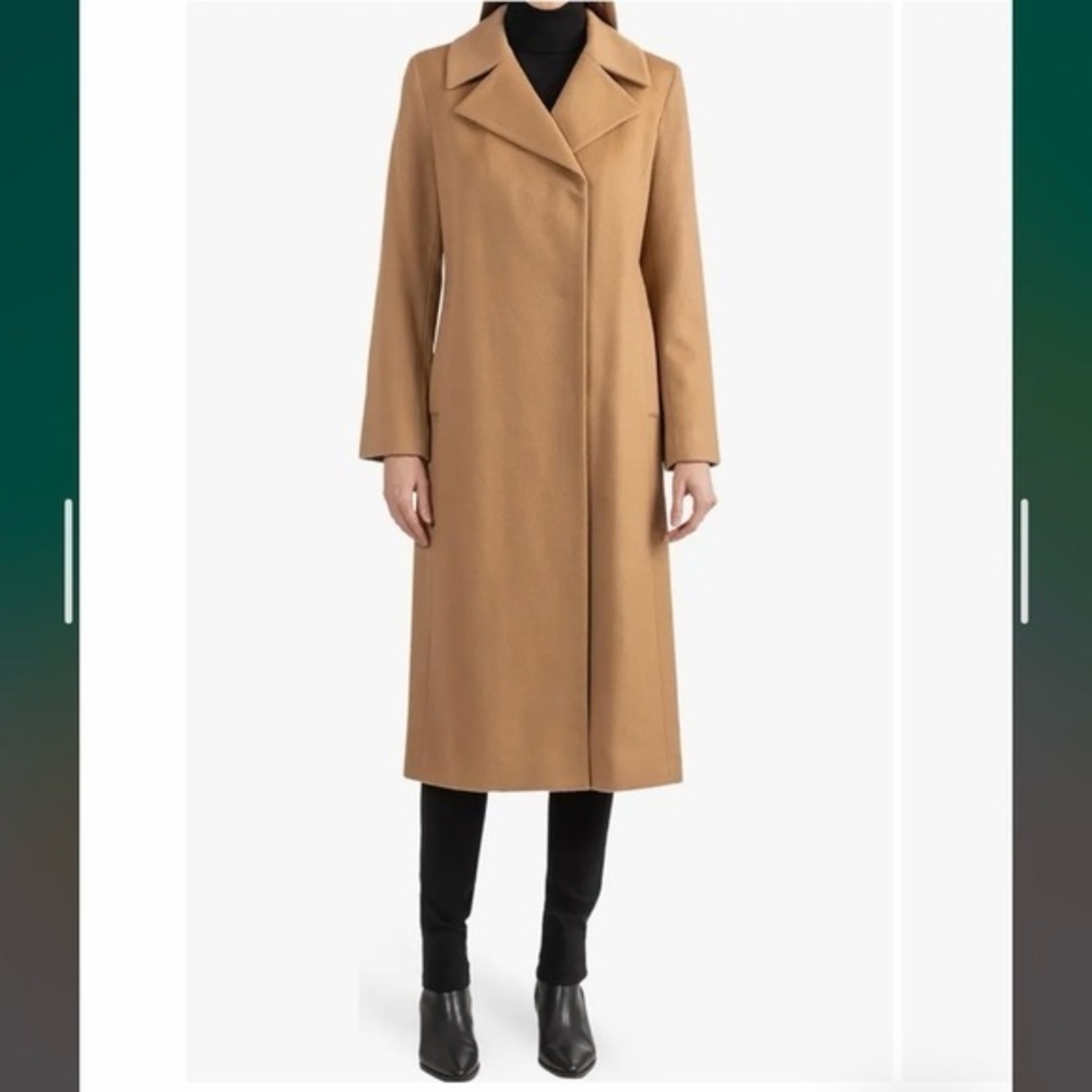 Sofia Cashmere Wool Notch Lapel Coat in Camel Size 4